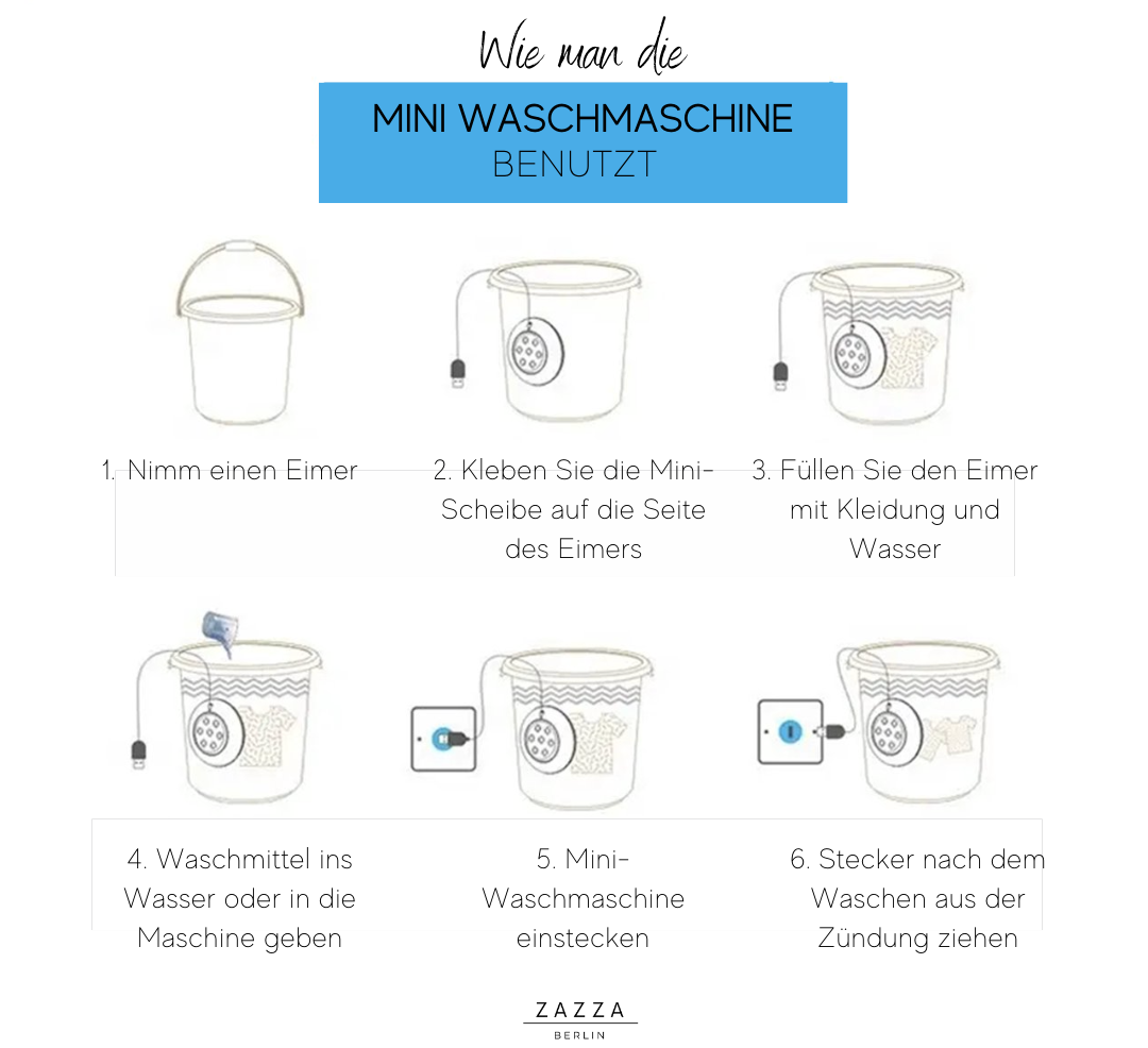 ZAZZA Mini Washingmachine | 3 in 1 handliche tragbare Mini-Waschmaschine!